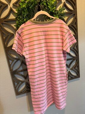 Pink & Green Striped Short Sleeve T-shirt Dress by Wishlist size small w/pockets